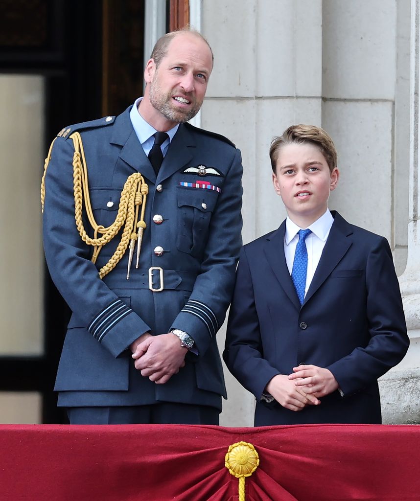 William and George talking on balcony