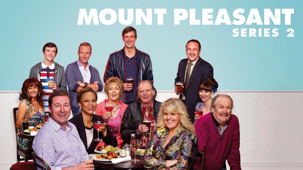 Robson Green with the cast of Mount Pleasant