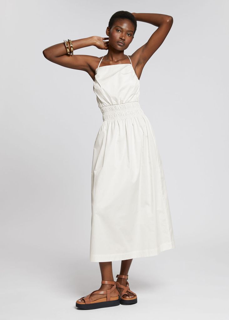 White Flared Babydoll Midi Dress from & other stories