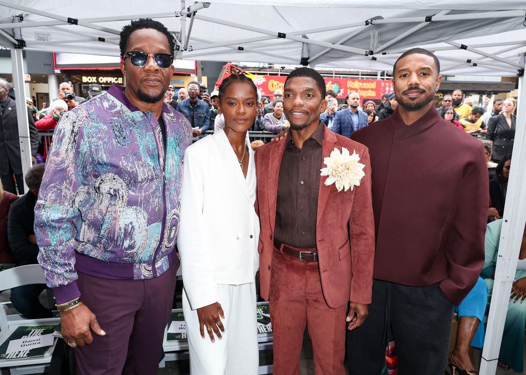 Derrick Boseman, Letitia Wright, Kevin Boseman and Michael B. Jordan at the ceremony posthumously honoring Chadwick Boseman with a Star on The Hollywood Walk Of Fame 