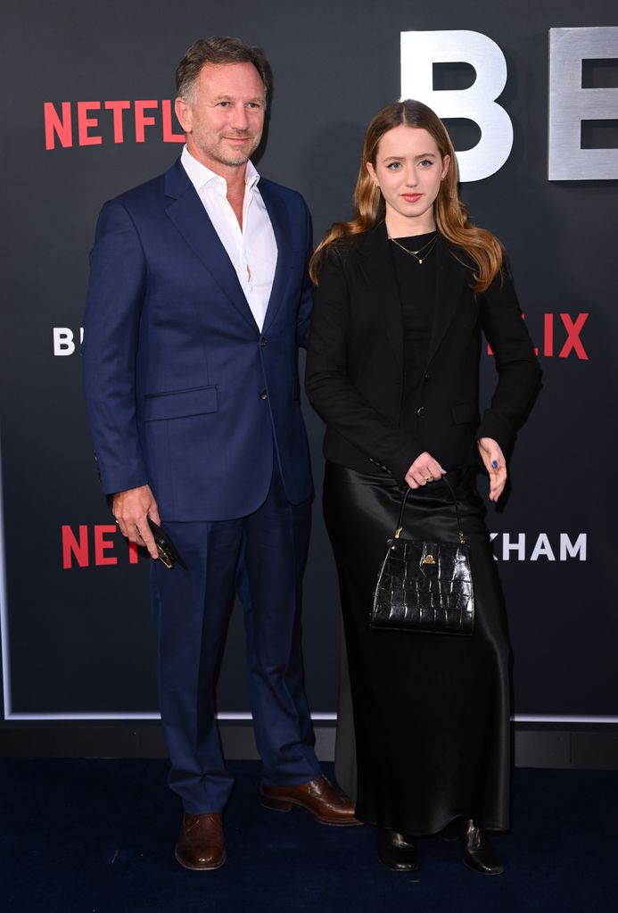 christian and stepdaughter bluebell on red carpet 