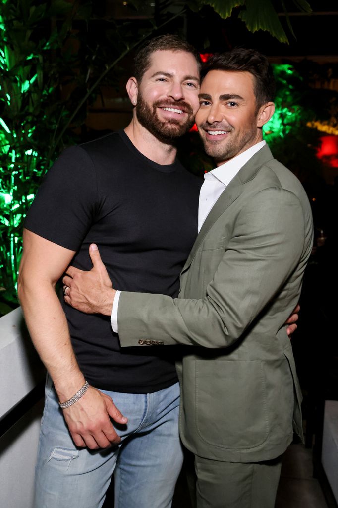 LOS ANGELES, CALIFORNIA - MAY 29: (L-R) Jaymes Vaughan and Jonathan Bennett attend Hallmark Media's Emmys FYChristmas event with âHoliday Touchdown: A Chiefs Love Storyâ and âFinding Mr. Christmasâ on May 29, 2025 at the W Hotel in Hollywood, California. (Photo by Rodin Eckenroth/Getty Images for Hallmark Media)