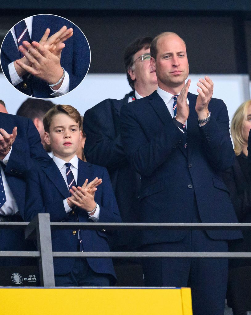 prince george wearing blue bracelet at football match