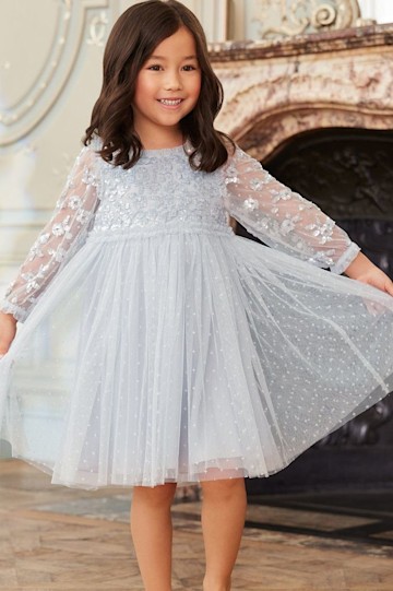 Needle and Thread Blue Flower Girl Dress