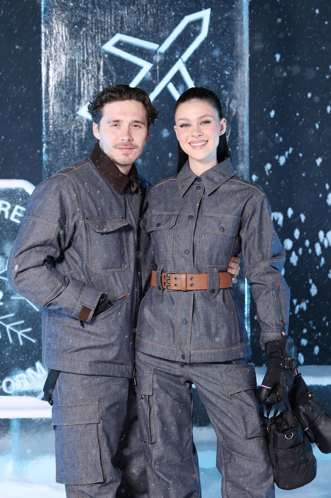 Brooklyn and Nicola attend the Moncler Grenoble Fall/Winter 2025 Show in 2025 in Courchevel, France