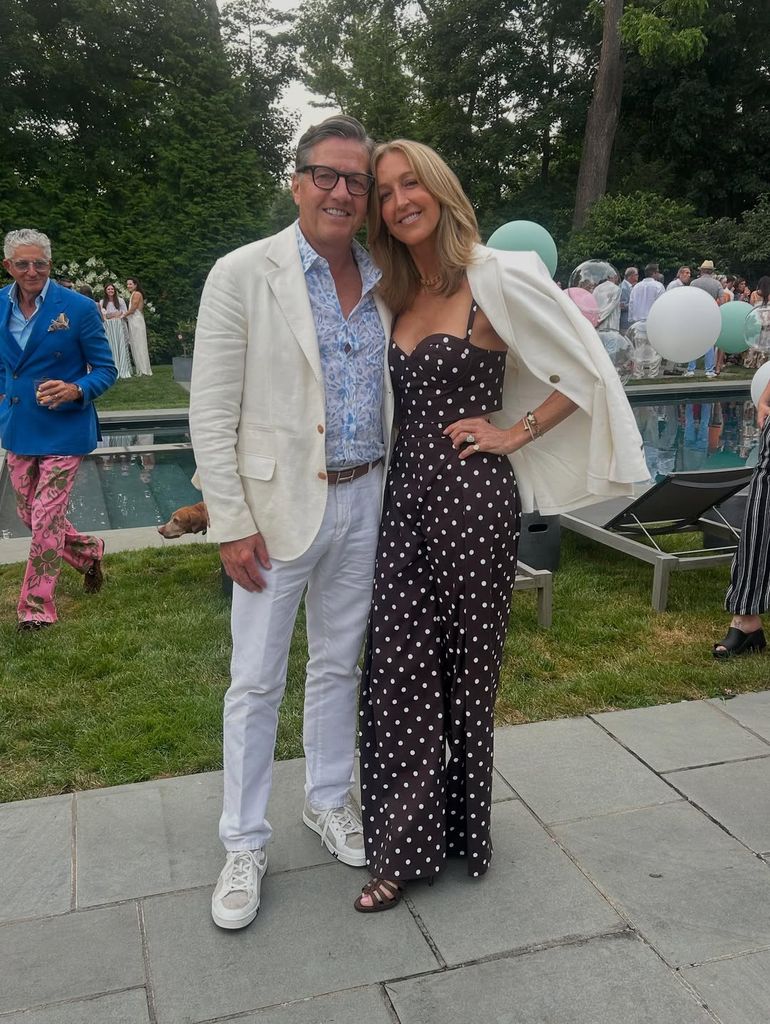 Lara Spencer and Richard McVey pose for a photo at a friend's 50th birthday pool party, shared on Instagram