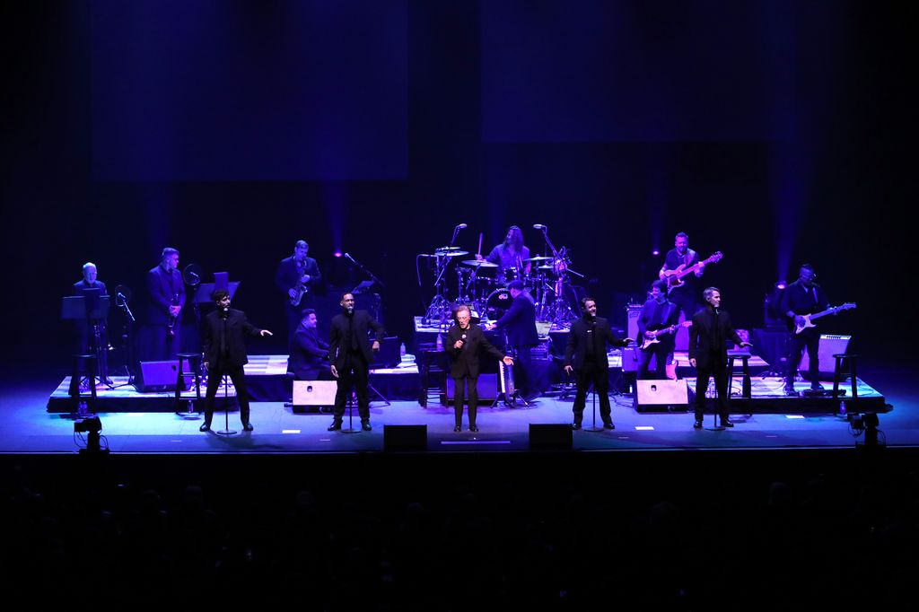 Frankie Valli (C) of Frankie Valli and the Four Seasons performs on the OLG Stage at Fallsview Casino Resort on June 09, 2024 in Niagara Falls, Ontario.