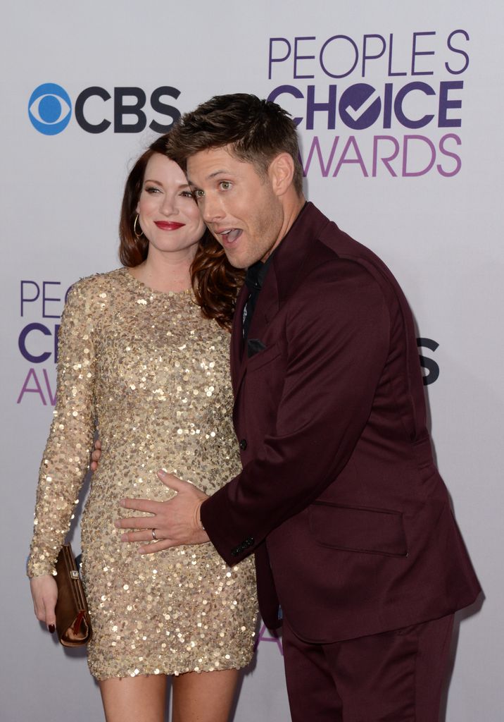 Actor Jensen Ackles (R) and Danneel Ackles attend arrive for the 2013 People's Choice Awards at the Nokia Theatre in Los Angeles, California