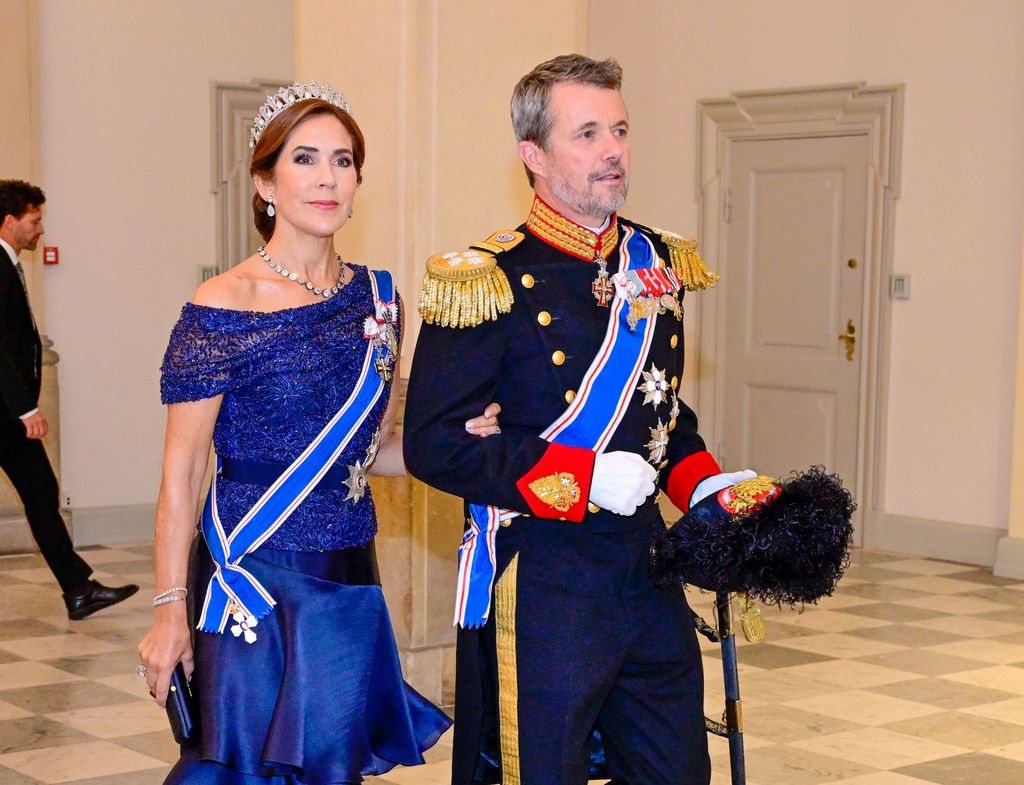 King Frederik, Queen Mary during the State Banquet at Christiansborg Palace in Copenhagen