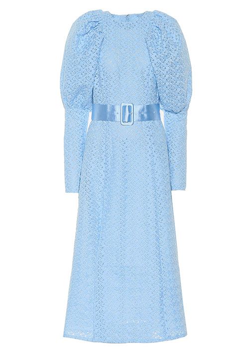 blue belted midi dress