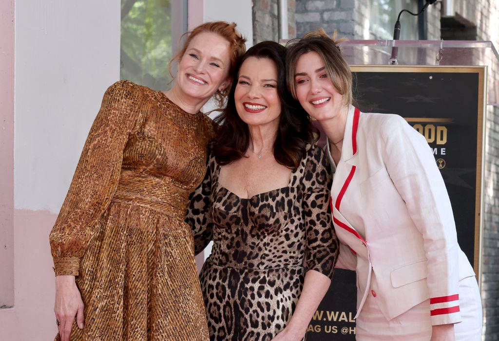 HOLLYWOOD, CALIFORNIA - SEPTEMBER 30: (L-R) Nicholle Tom, Fran Drescher and Madeline Zima attend the ceremony honoring Fran Drescher with a Star on the Hollywood Walk of Fame on September 30, 2025 in Hollywood, California. (Photo by Amy Sussman/Getty Images)