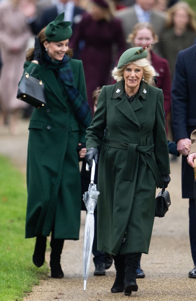 Queen Camilla and Princess Kate both opted for green garments