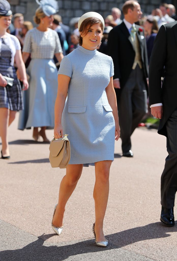 Princess Eugenie in blue dress at Harry and Meghan's wedding