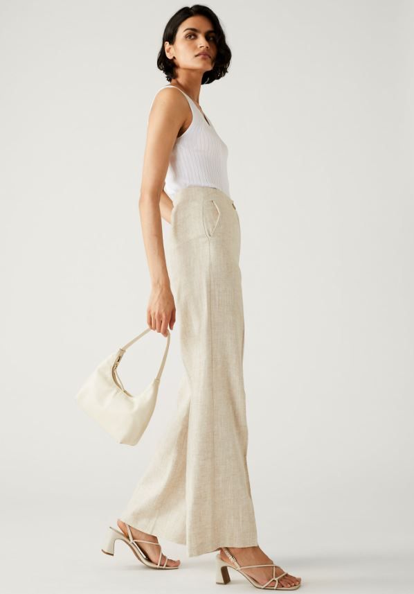 marks and spencer linen trousers 