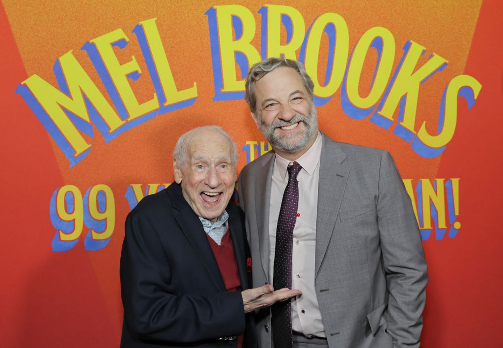 Mel Brooks and Judd Apatow attend the Los Angeles premiere of HBO Documentary Films' " Mel Brooks: 99 Year Old Man!" at Ted Mann Theater at the Academy Museum on January 20, 2026 in Los Angeles, California.