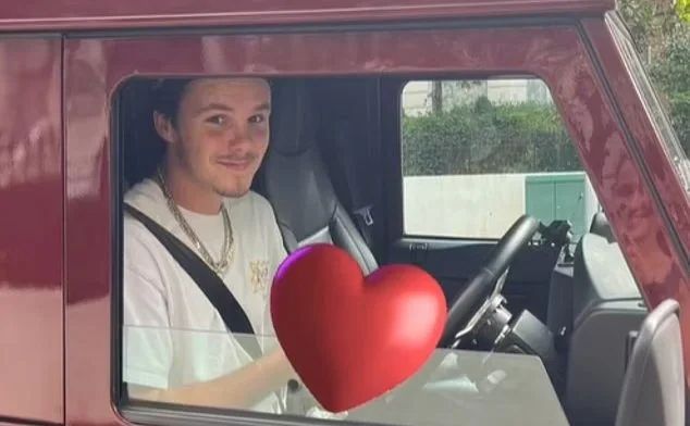 Cruz beckham in red car