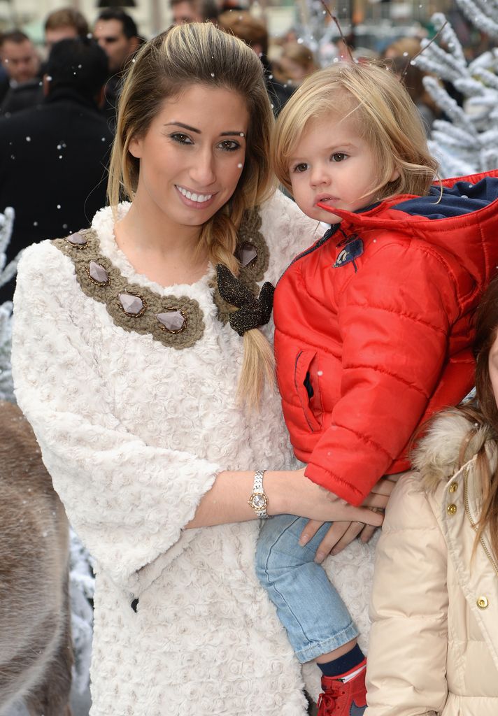 Stacey Solomon with her son Leighton attend Disney's "Frozen" celebrity screening at the Odeon Leicester Square on November 17, 2013 in London, England.