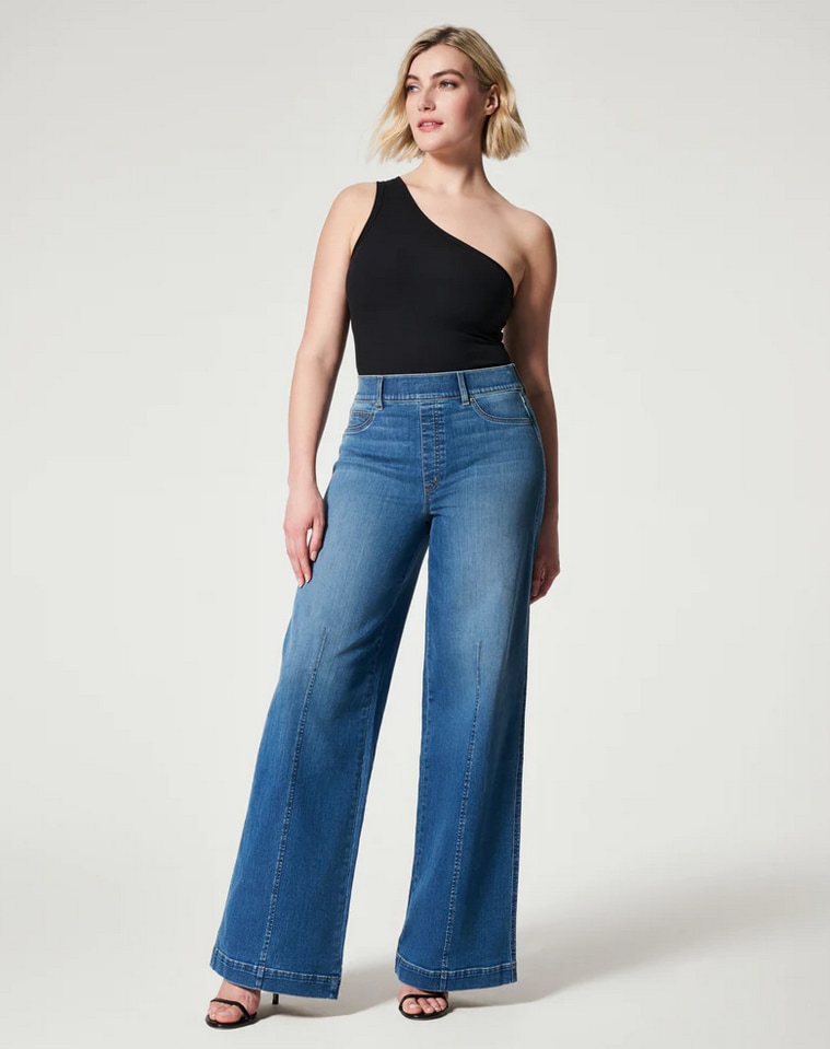 Loose Jeans Retro High Waist Wide Leg Jeans Women's Blue Street Fashion  Straight Pants (Color : Light Blue, Size : 3X-Large)