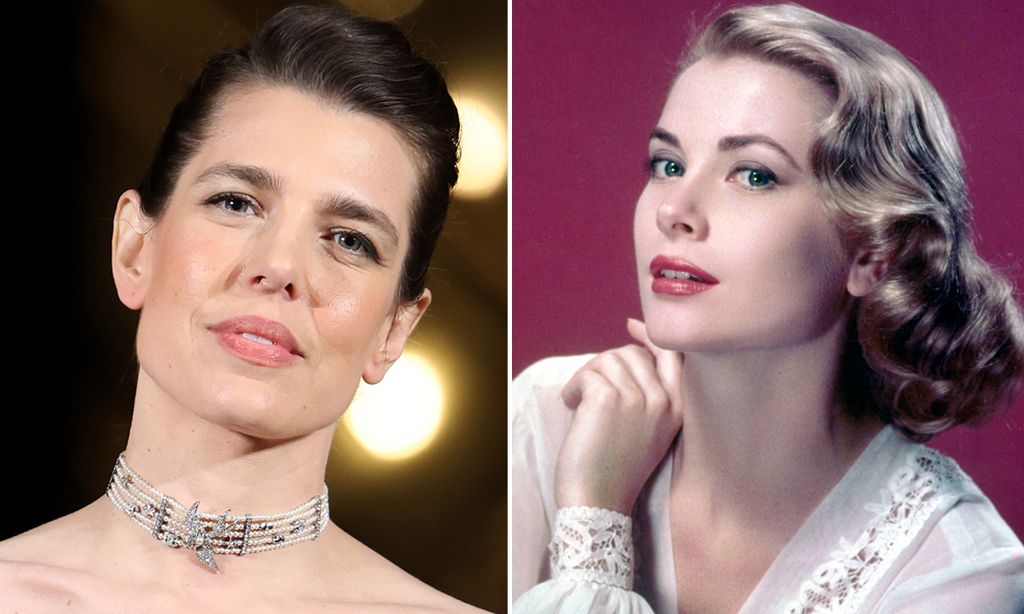 Charlotte Casiraghi and Grace Kelly in a split image