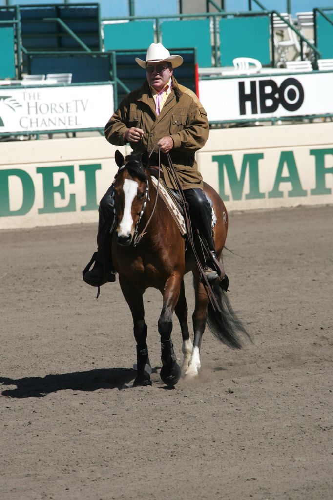 William Shatner monte un cheval pendant William Shatner lors de la compétition en régnant au Del Mar Equestrian Center du Del Mar Equestrian Center