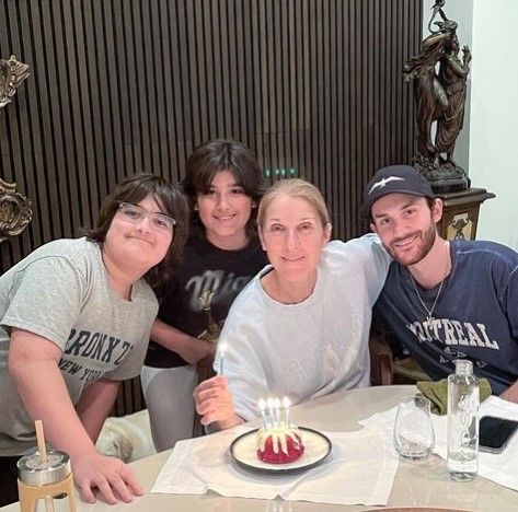 celine dion with birthday cake and sons 