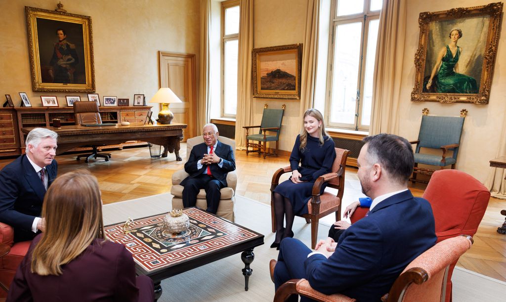 Princess Elisabeth joined her father, King Philippe (left), during the audience