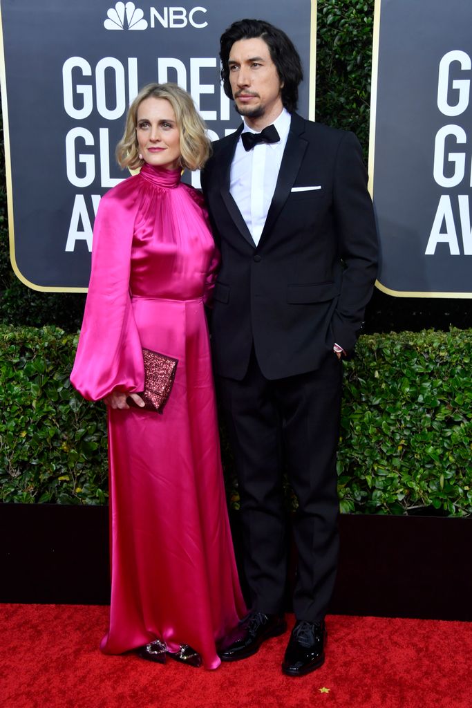 Joanne Tucker and Adam Driver attend the 77th Annual Golden Globe Awards at The Beverly Hilton Hotel on January 05, 2020 in Beverly Hills, California.