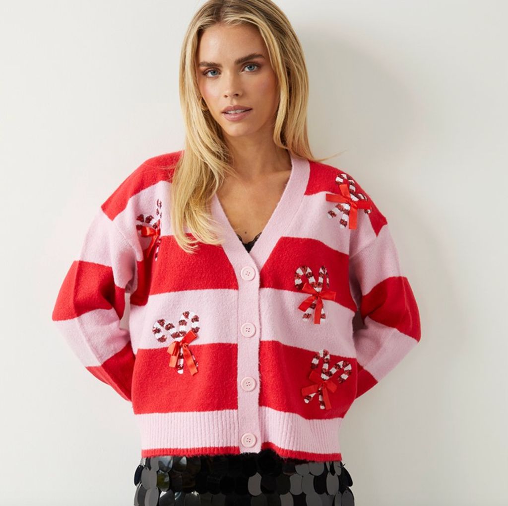 Brave Soul teenager Candy Bow Cardigan Red/​Pink
