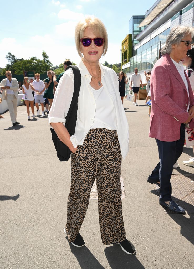 Dame Joanna Lumley attends day one of the Wimbledon Tennis Championships at the All England Lawn Tennis and Croquet Club on June 30, 2025 in London, England