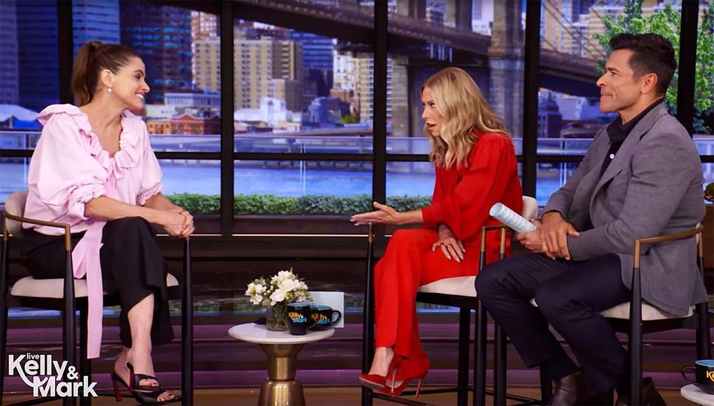 kelly ripa and mark consuelos on live with kelly and mark interviewing amanda peet