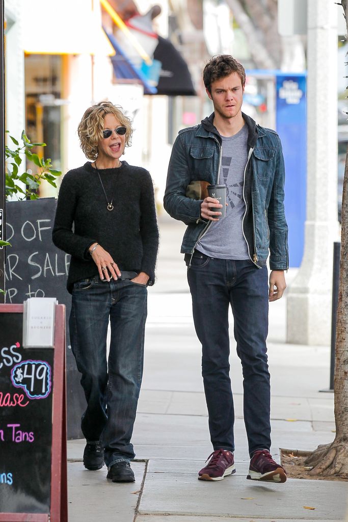Meg Ryan and son Jack Quaid are seen on January 19, 2016 in Los Angeles, California