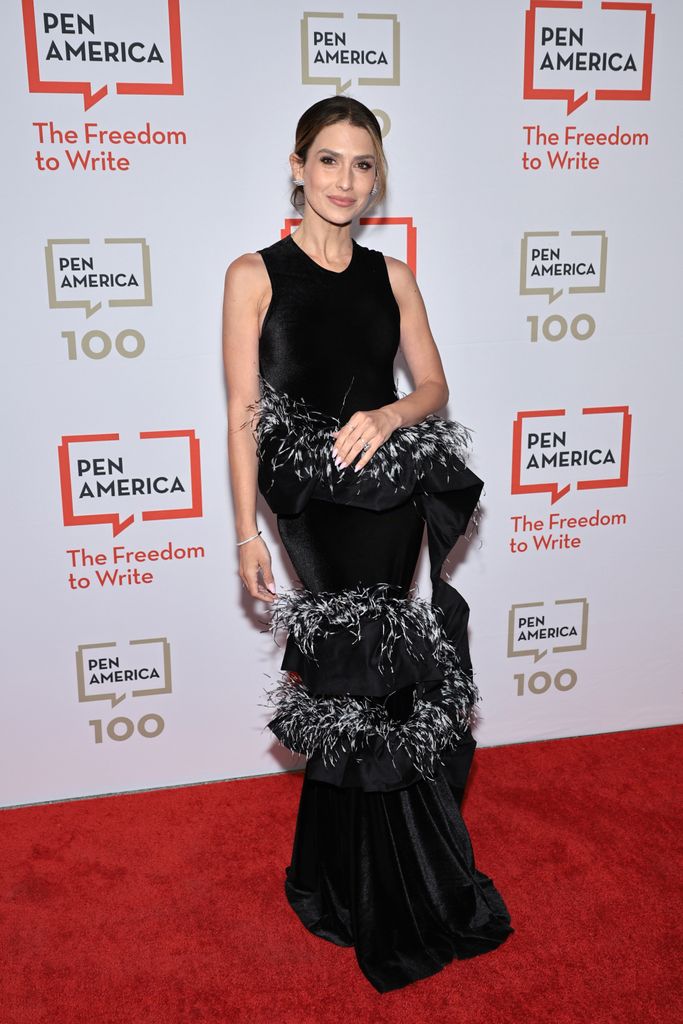Hilaria Baldwin looked stunning in frilled black gown