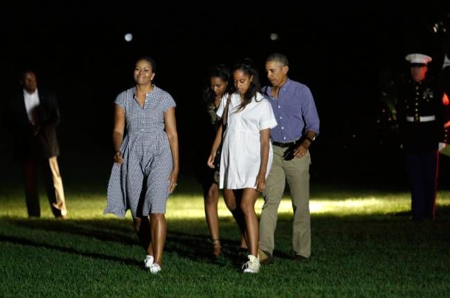 Michelle Obama with Barack Obama and their daughters Malia and Sasha