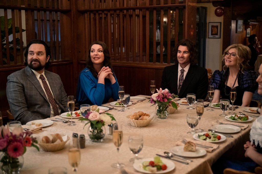 Cast of Firefly Lane in season two sit around dinner table