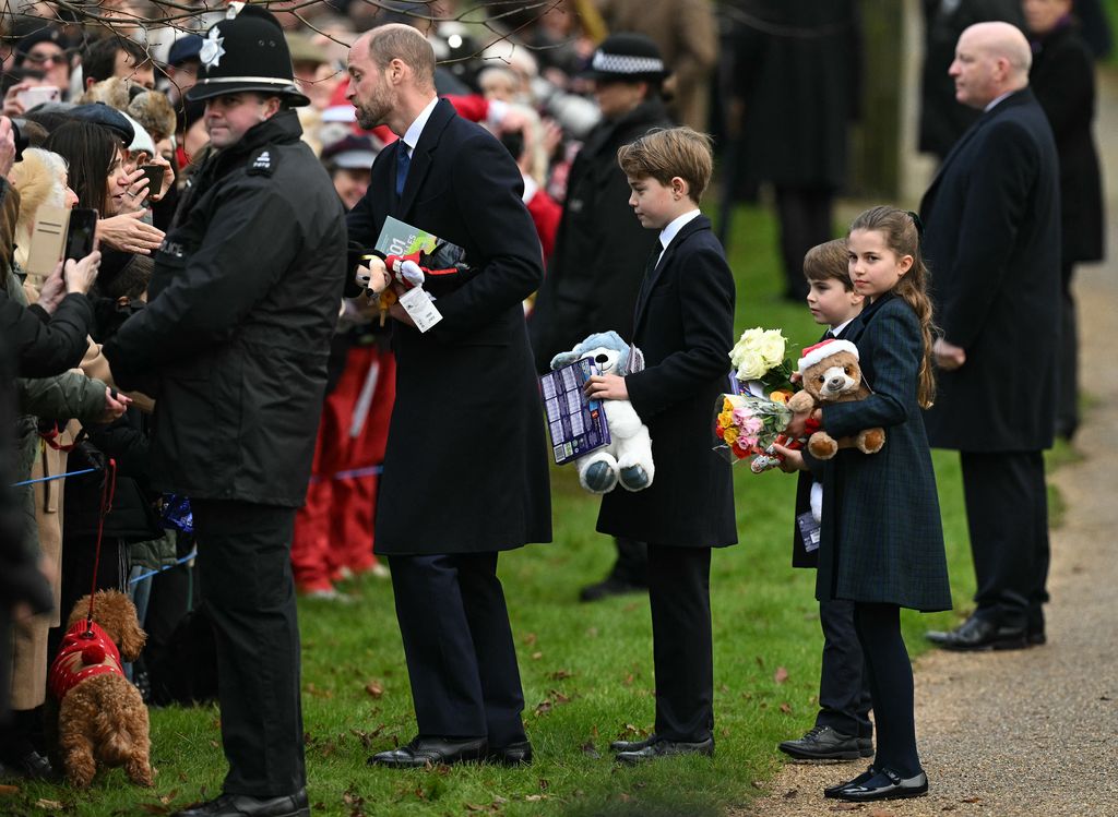 william and children greeting public 