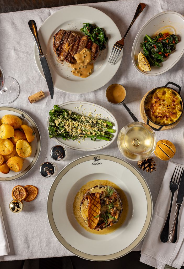 food on white plates flat lay