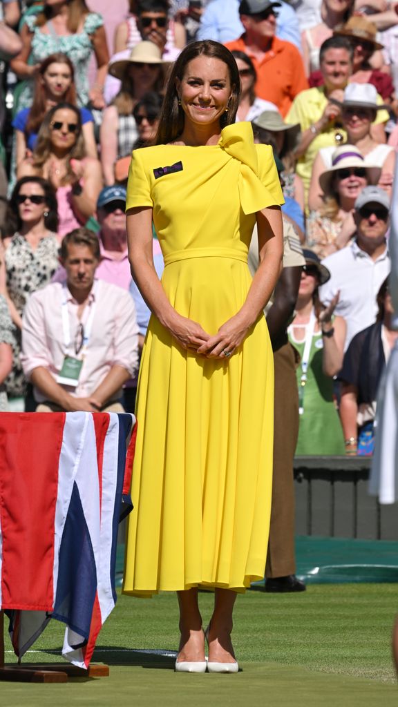 Catherine, Duchess of Cambridge at the Wimbledon Women's Singles Final at All England Lawn Tennis and Croquet Club on July 09, 2022 in London, England.