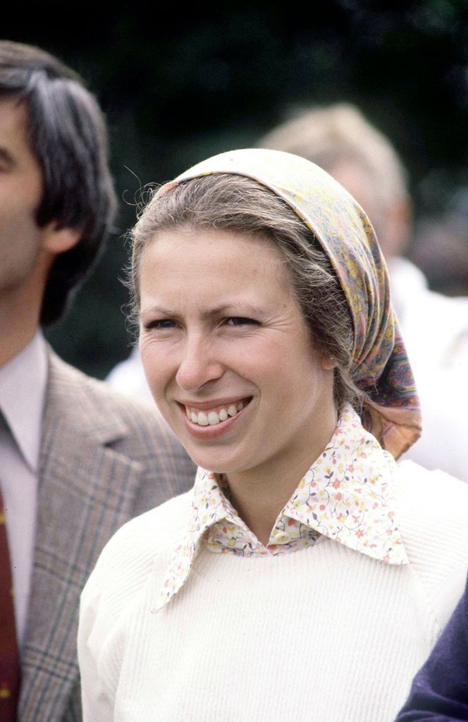 Princess Anne wearing headscarf in 80s