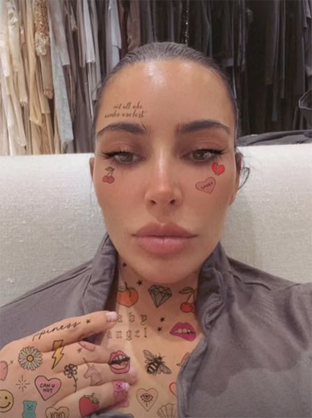 kim kardashian wearing fake tattoos filter