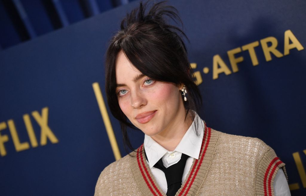 US singer songwriter Billie Eilish arrives for the 30th Annual Screen Actors Guild awards at the Shrine Auditorium in Los Angeles, February 24, 2024.
