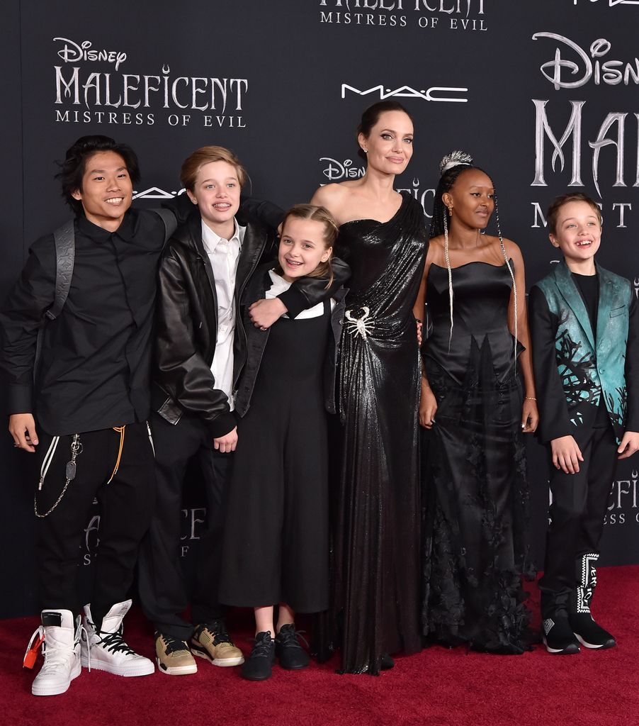 Pax, Shiloh, Vivienne, Angelina Jolie, Zahara, Knox attend the World Premiere of Disney's Maleficent: Mistress of Evil