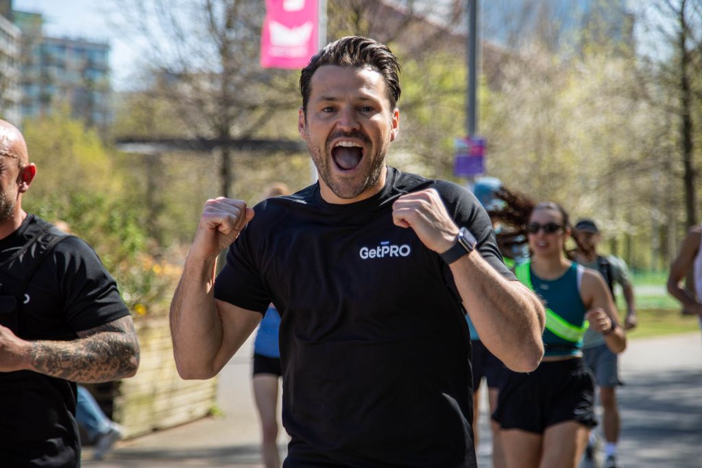 man celebrating after run 