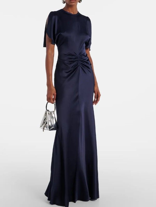 'Caped gathered crêpe satin gown' by Victoria Beckham