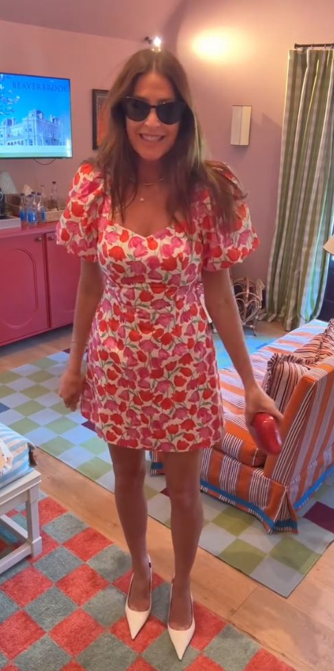 Lisa Snowdon wearing floral tea dress