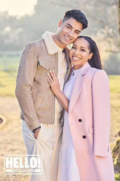 Siva Kaneswaran cuddles up to his fiancee as they pose outside