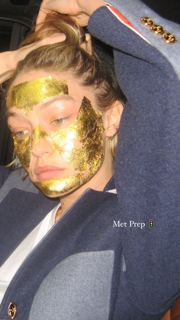 gigi hadid gold face mask met gala 2024