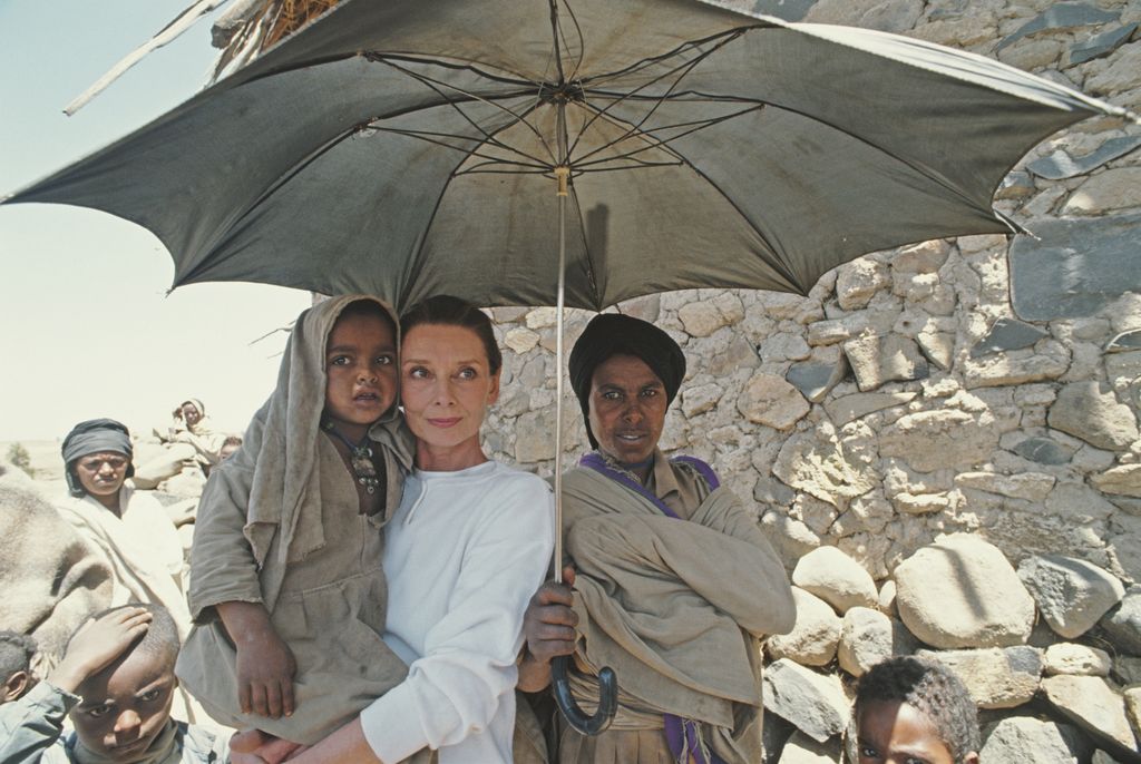 Audrey Hepburn on her first field mission for UNICEF in Ethiopia  in 1988