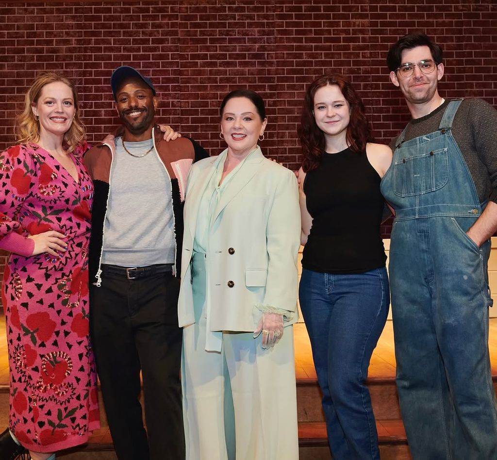 Melissa McCarthy poses for a photograph with the cast of "All the World's a Stage" at Theatre Row in New York City, shared on Instagram