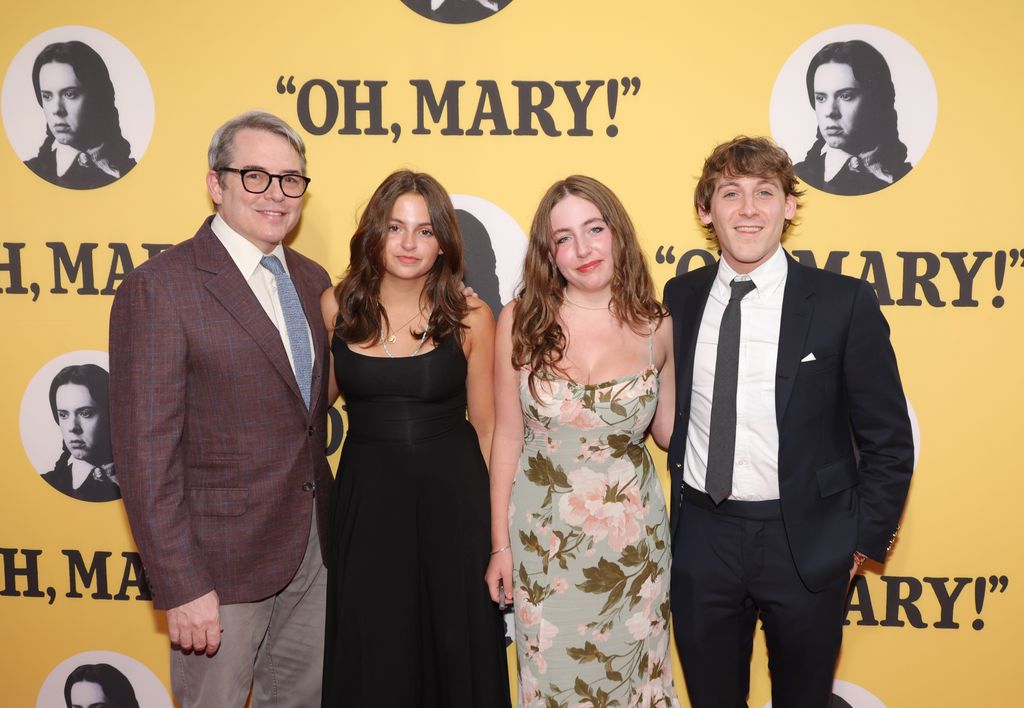matthew broderick with his three kids at oh mary opening night