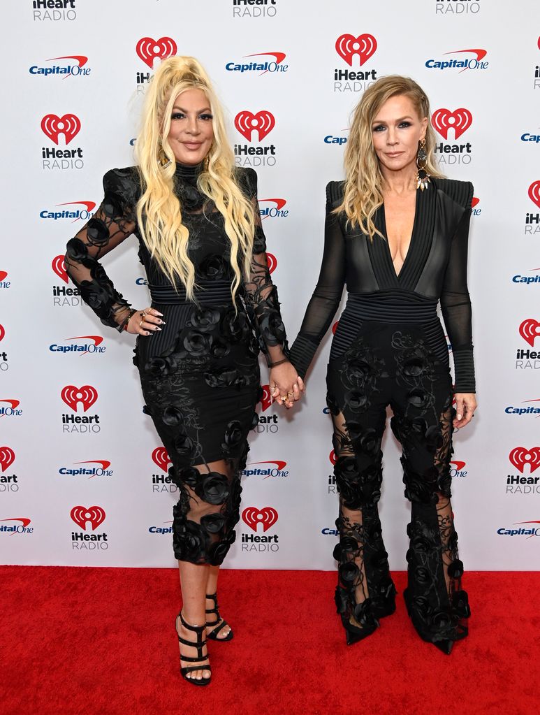 Tori Spelling and Jennie Garth arrive at the 2022 iHeartRadio Music Festival 